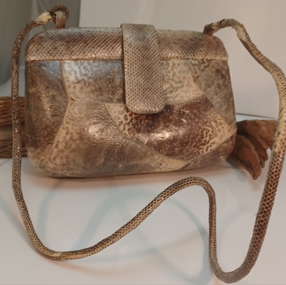 Vanessa handmade real snake skin hard shell clutch UNIQUE - Picture 2 of 5